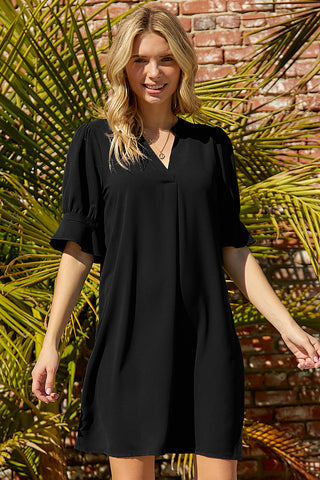 Black Short Sleeve Tunic Dress