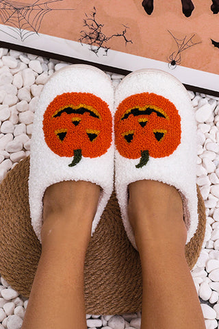 Halloween Pumpkin Plush Slippers - 2 Colors