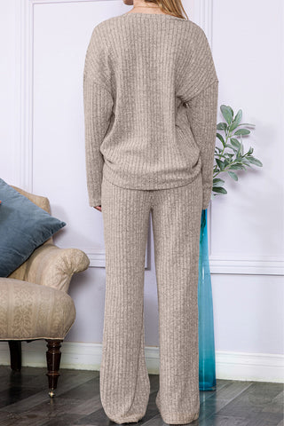 Ribbed Knit Loungewear Set - 4 Colors