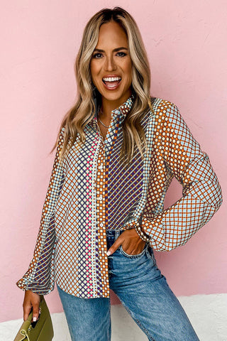 Multicolor Dot Print Long Sleeve Shirt