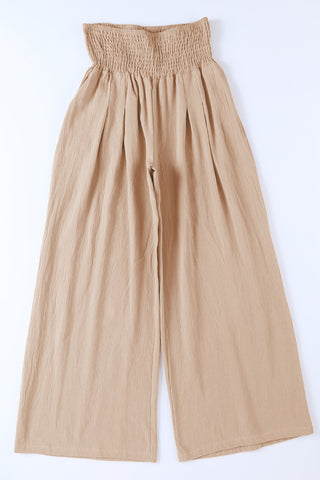 High Waist Wide Leg Shirred Waistpand Pants - 5 Colors