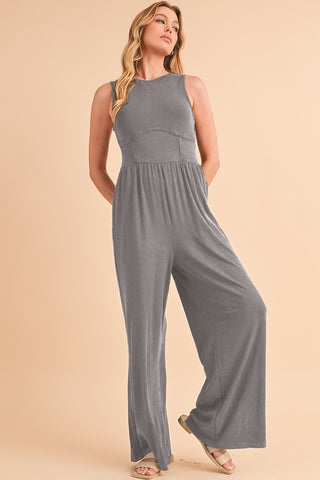 Sleeveless High Waist Wide Leg Jumpsuit - 3 Colors