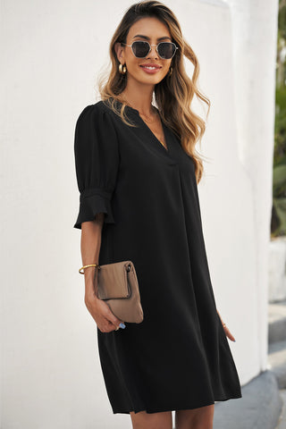 Black Short Sleeve Tunic Dress