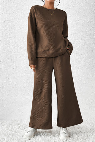 Textured Slouchy Pants Set - 7 Colors