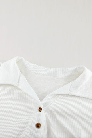 Long Sleeve Sweatshirt Button Front & Collar - 3 Colors