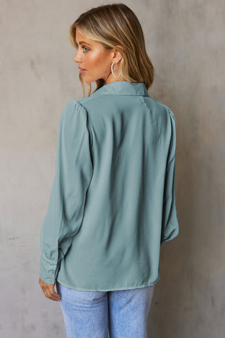 Long Sleeve Blouse with Pleats & Puff Sleeves - 3 Colors