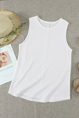 Waffle Tank Top with Crew Neck