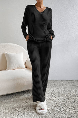 Ribbed Knit Loungewear Set - 4 Colors