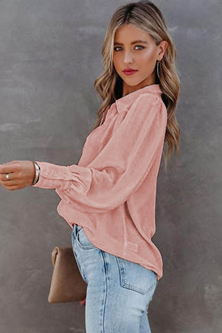 Long Sleeve Blouse with Pleats & Puff Sleeves - 3 Colors