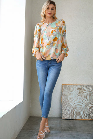 Multicolor Boho Long Sleeve Blouse with Lace Trim - 2 Colors