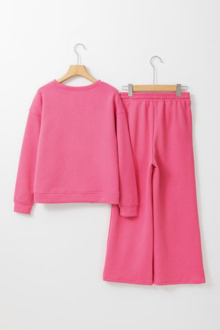 Textured Slouchy Pants Set - 7 Colors