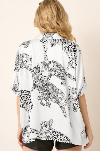 Cheetah Print Short Sleeve Blouse