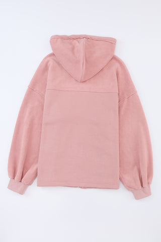 Zip Up Hoodie Flap Pockets Bishop Sleeves - 5 Colors