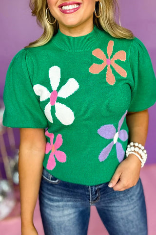 60s Flower Power Short Sleeve Knit