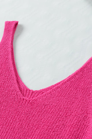 Hot Pink Cropped Knit Tank