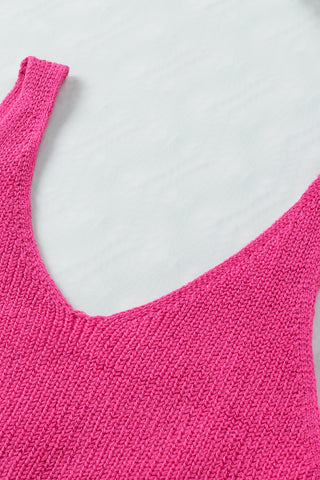 Hot Pink Cropped Knit Tank