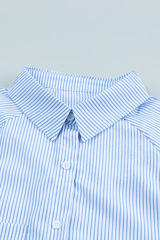 Striped Shirt Shirred Cuffs - 3 Colors