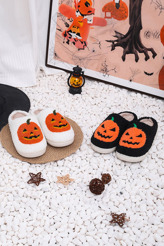 Halloween Pumpkin Plush Slippers - 2 Colors