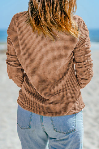 Waffle Knit Long Sleeve Top - 3 Colors