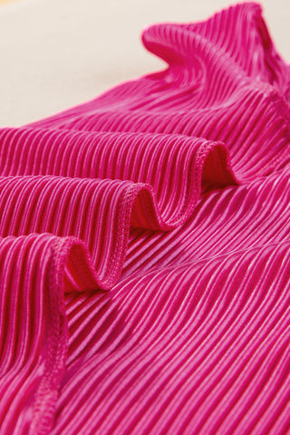 Bright Pink Ribbed T Shorts Set