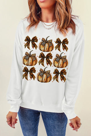 White Pumpkin Bow Knot Sweatshirt