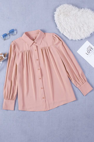 Long Sleeve Blouse with Pleats & Puff Sleeves - 3 Colors