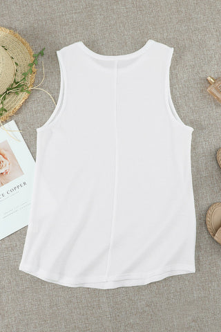 Waffle Tank Top with Crew Neck