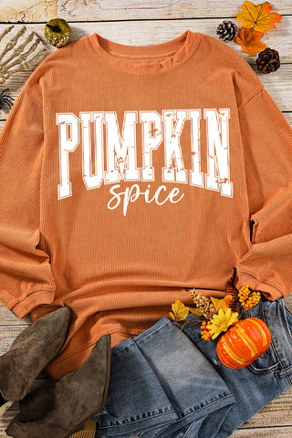 Orange Ribbed 'Pumpkin Spice' Sweatshirt