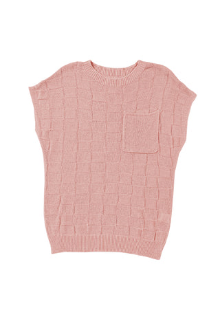 Textured Knit Top with Chest Pocket - 4 Colors