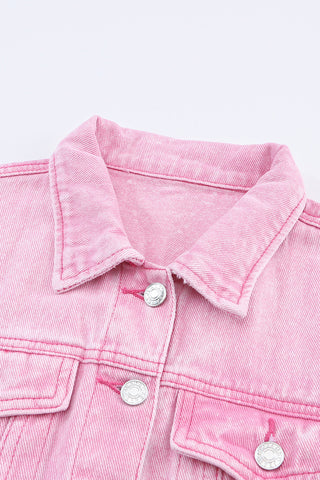 Pink Denim Jacket with Light Acid Wash