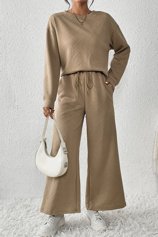 Textured Slouchy Pants Set - 7 Colors