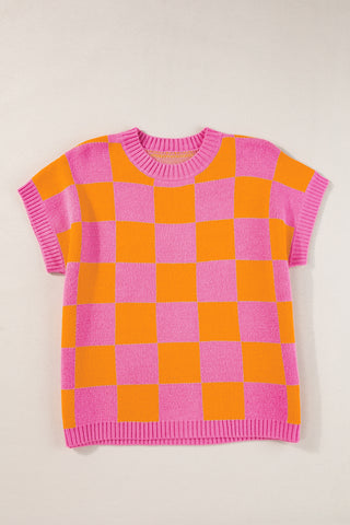 Pink & Orange Colorblock Knit Top