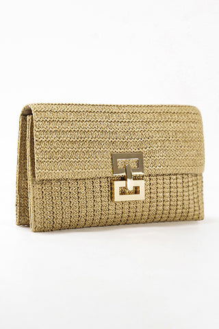 Woven Clutch with Metal Clasp