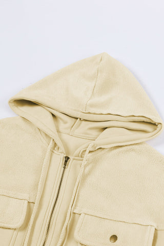 Zip Up Hoodie Flap Pockets Bishop Sleeves - 5 Colors