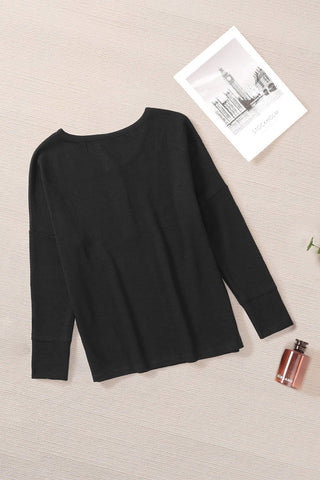 Casual Waffle Knit Henley Top - 4 Colors