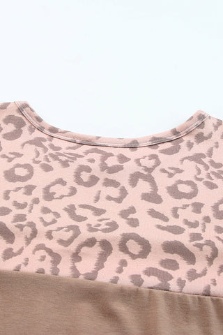 Leopard Print Colorblock T Shirt