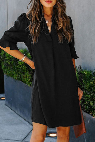 Black Short Sleeve Tunic Dress