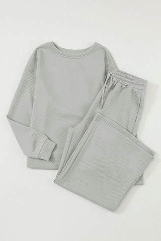 Textured Slouchy Pants Set - 7 Colors