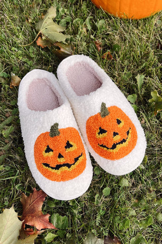 Halloween Pumpkin Plush Slippers - 2 Colors