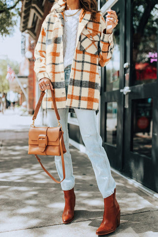 Orange Black Plaid Shacket