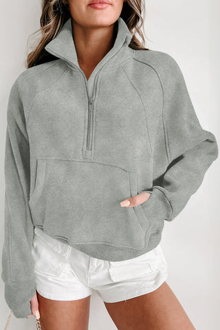 HIgh Collar Zip Front Pullover Thumbhole Sleeves - 9 Colors