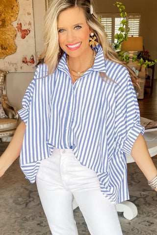 Striped Oversize Blouse with Dolman Sleeves - 3 Colors