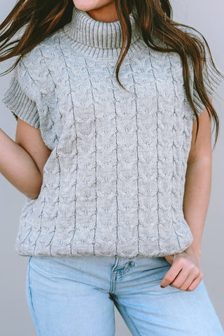 Turtleneck Cable Knit Short Dolman Sleeves - 2 Colors