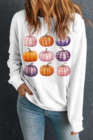 White Pumpkin Print Pullover