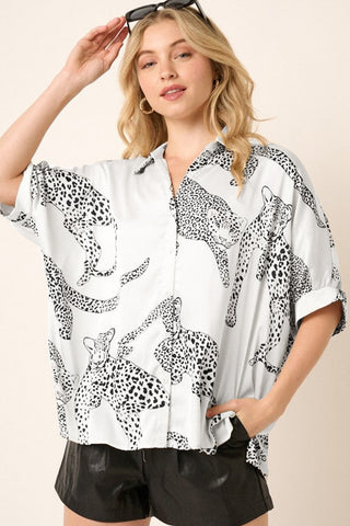 Cheetah Print Short Sleeve Blouse