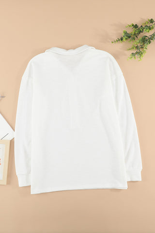 Long Sleeve Sweatshirt Button Front & Collar - 3 Colors