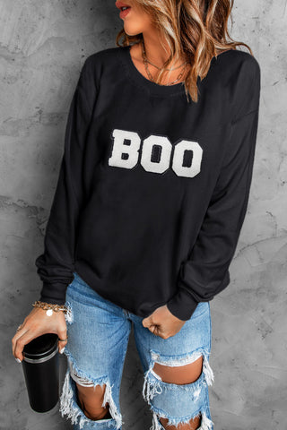 Black Chenille 'BOO' Halloween Sweatshirt