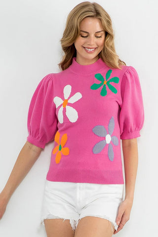 60s Flower Power Short Sleeve Knit