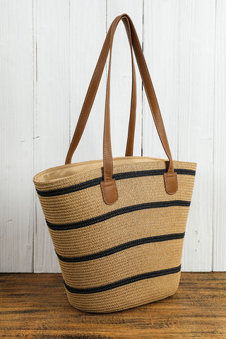 Woven Striped Tote with Handles