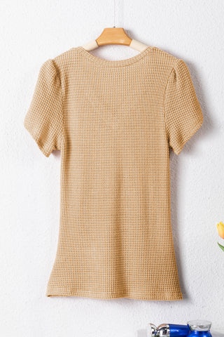 Tulip Sleeve V Neck Waffle Knit - 3 Colors